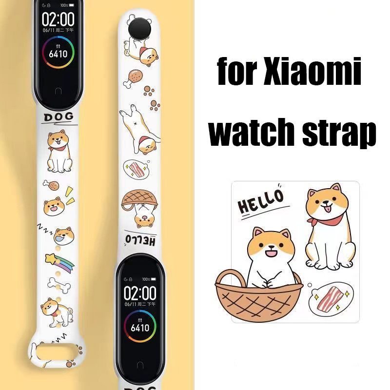 Suitable for Mi band 4/5/6 wristband 3 nfc version strap cartoon cute Akita astronaut printing silicone sports watch wristband