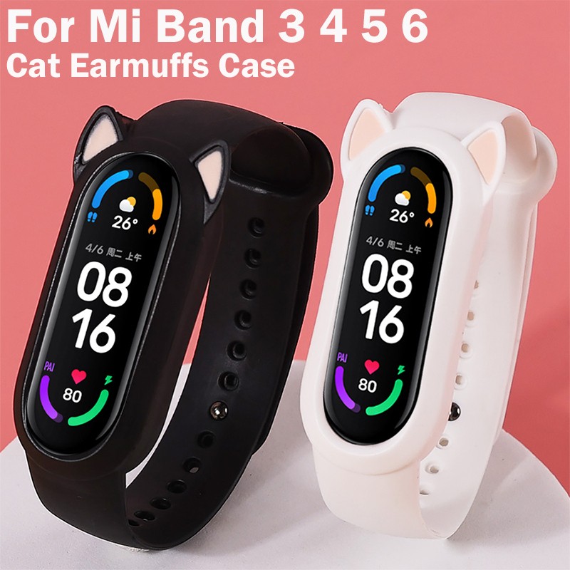 القط الأذن حزام ل شاومي MiBand 3 4 5 6 المعصم حزام بولي TPU استبدال ل شاومي الفرقة 4 5 سيليكون معصمه سوار Mi الفرقة 6 5