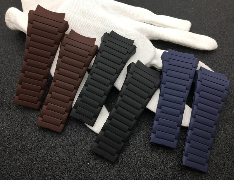 Top Quality 23x33mm Watchband Soft Silicone Rubber PU Strap For Porsche Strap Design Blue Black Brown Watch Band 6620 Free Tools