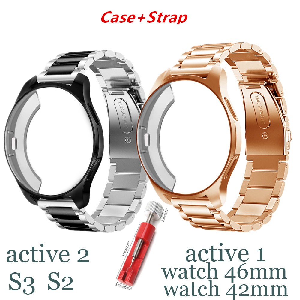 Case + Strap For Galaxy Watch 46mm 42mm Active 2 44mm 40mm Samsung Gear S3 Frontier 20mm/22mm Watch Strap Stainless Steel TPU Case