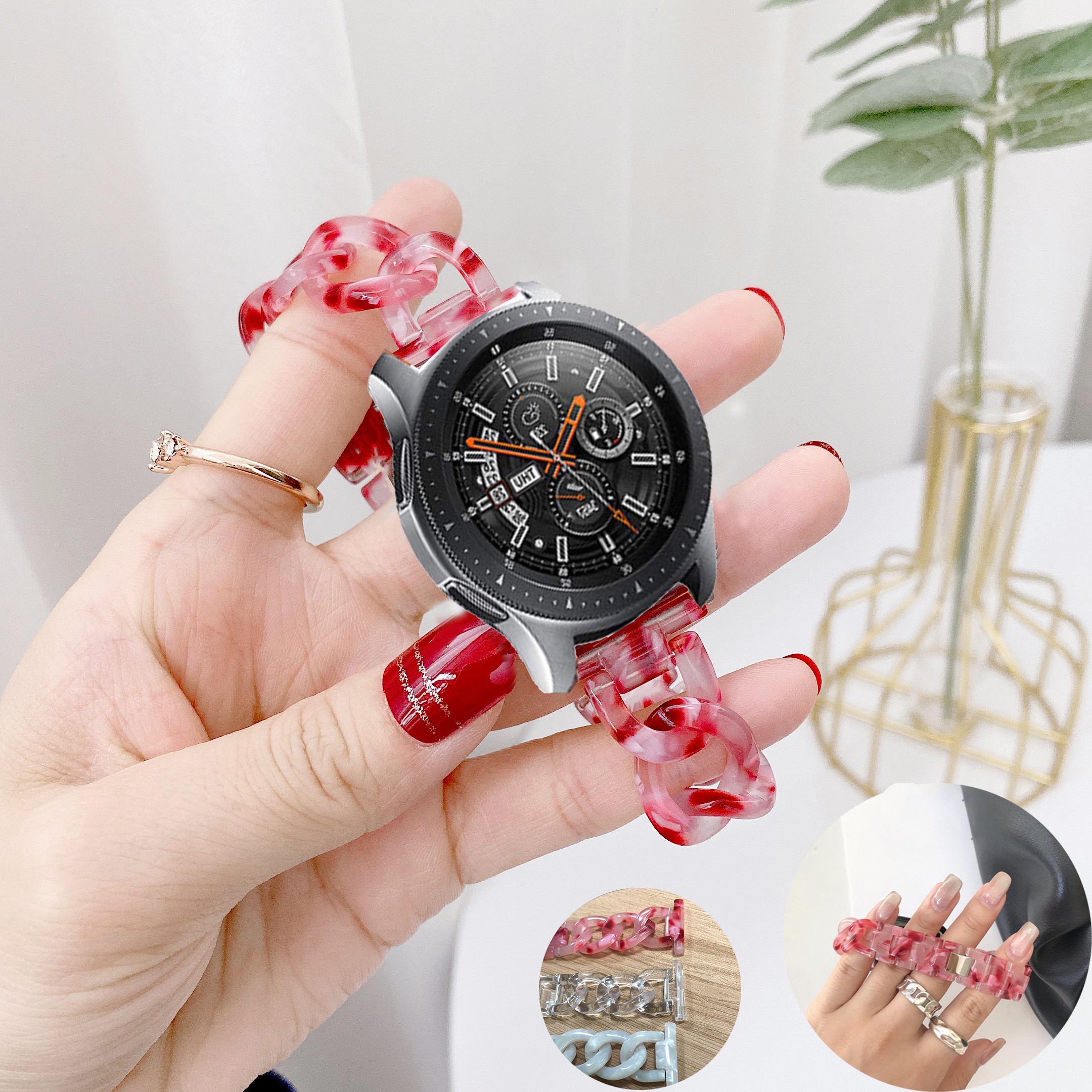 Women Watchband 22mm Strap for Sansong Galaxy Watch 3 45mm Series Resin Strap for Sansong Galaxy Watch 46mm Transparent Bracelet