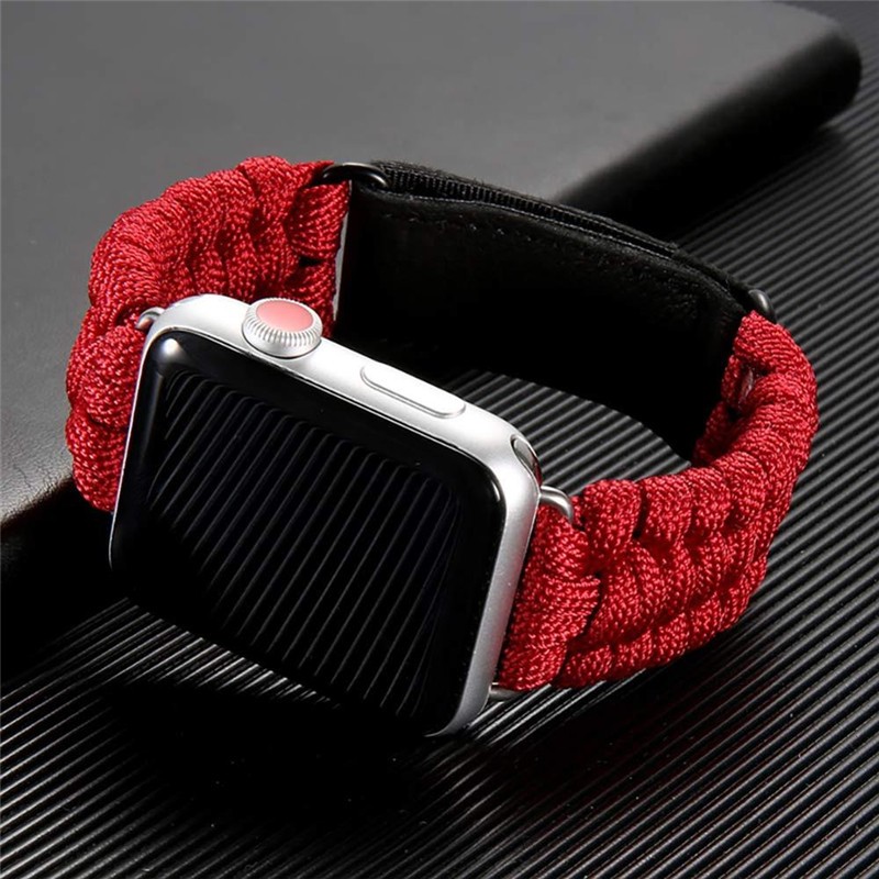 Survival Rope Strap for Apple Watch Band 44mm 40mm 45mm/41mm 42mm 38mm Outdoor Leather Clasp Strap Bracelet iWatch 3 4 5 se 6 7