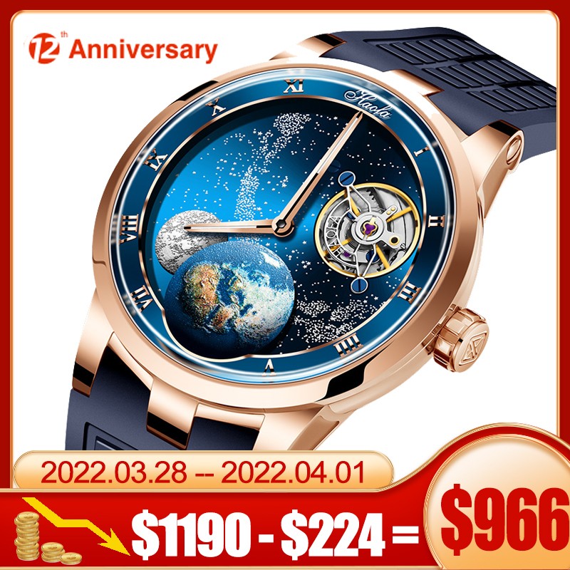 Haofa 1952 Carousel Mechanical Watch Men Sapphire Carousel Starry Energy Reserve 80H Luxury Wristwatches relógio masculino