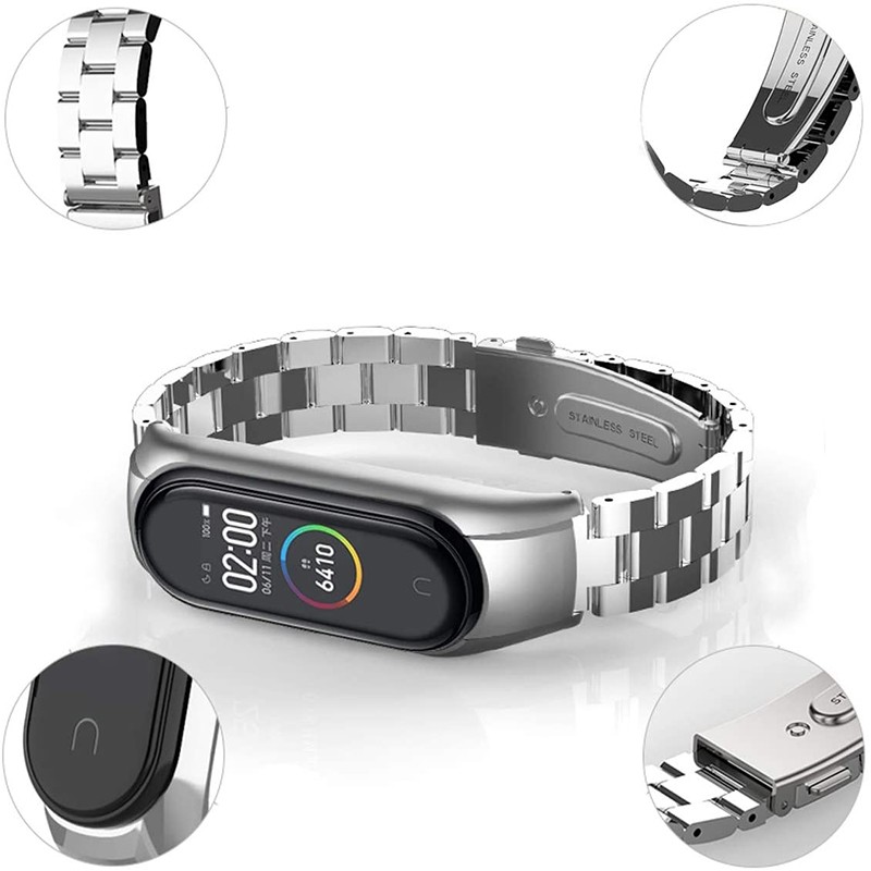 Strap For Xiaomi Mi Band 5 4 3 6 Metal Stainless Steel Bracelet Global Version Opaska Correa Mi Band 3 4 Miband 5 Mi Band 6 Wristband