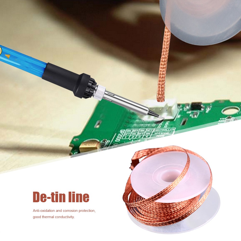 1.5M desolding Braid Soldering Soldering Welding 1.5mm 2mm 2.5mm 3mm 3.5mm Remover Fuse Wire Lead Cord Flux Phone Computer Repair Tool