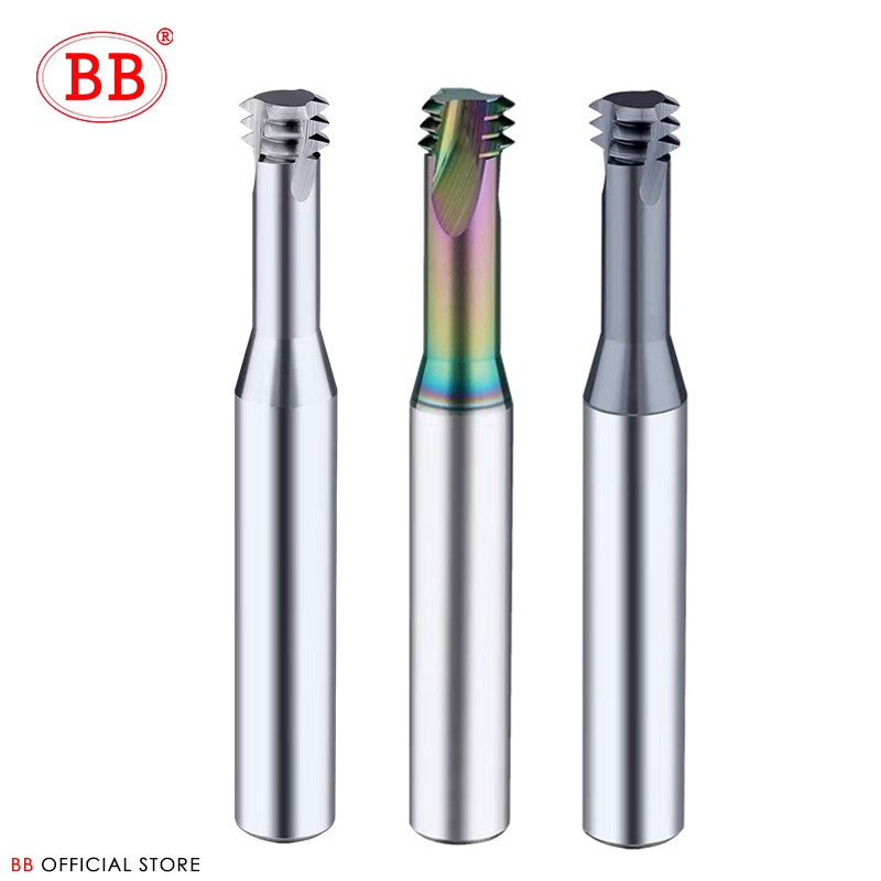 BB Thread Mill Coated Solid Carbide 3 Teeth Mini ISO UNC UNF Pitch CNC Internal Machining Cutter Tool M3 M4 M5 M6 M8 Tap