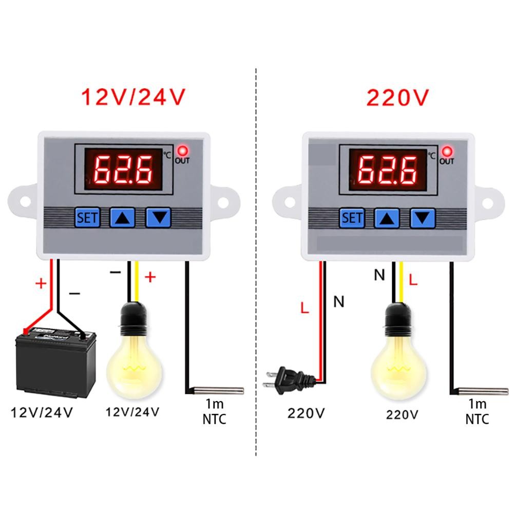 Easily Carry Temperature Controller 10A Thermostat Control W3002 Digital Switch With Probe Sensor Lightweight Instrumentation