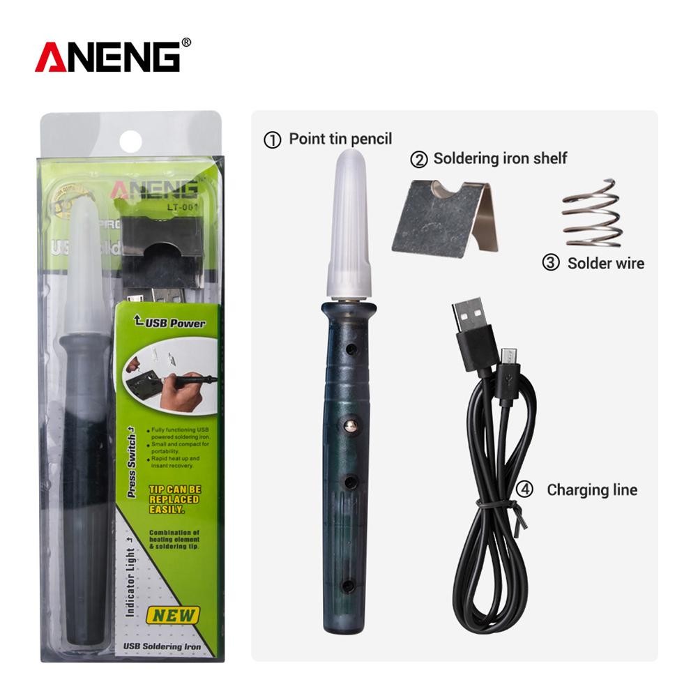 ANENG LT002 ​​Mini Portable USB Soldering Iron Pen Soldering 5V 8W Mini Tip Switch Button Electric Soldering Station Soldering Equipment