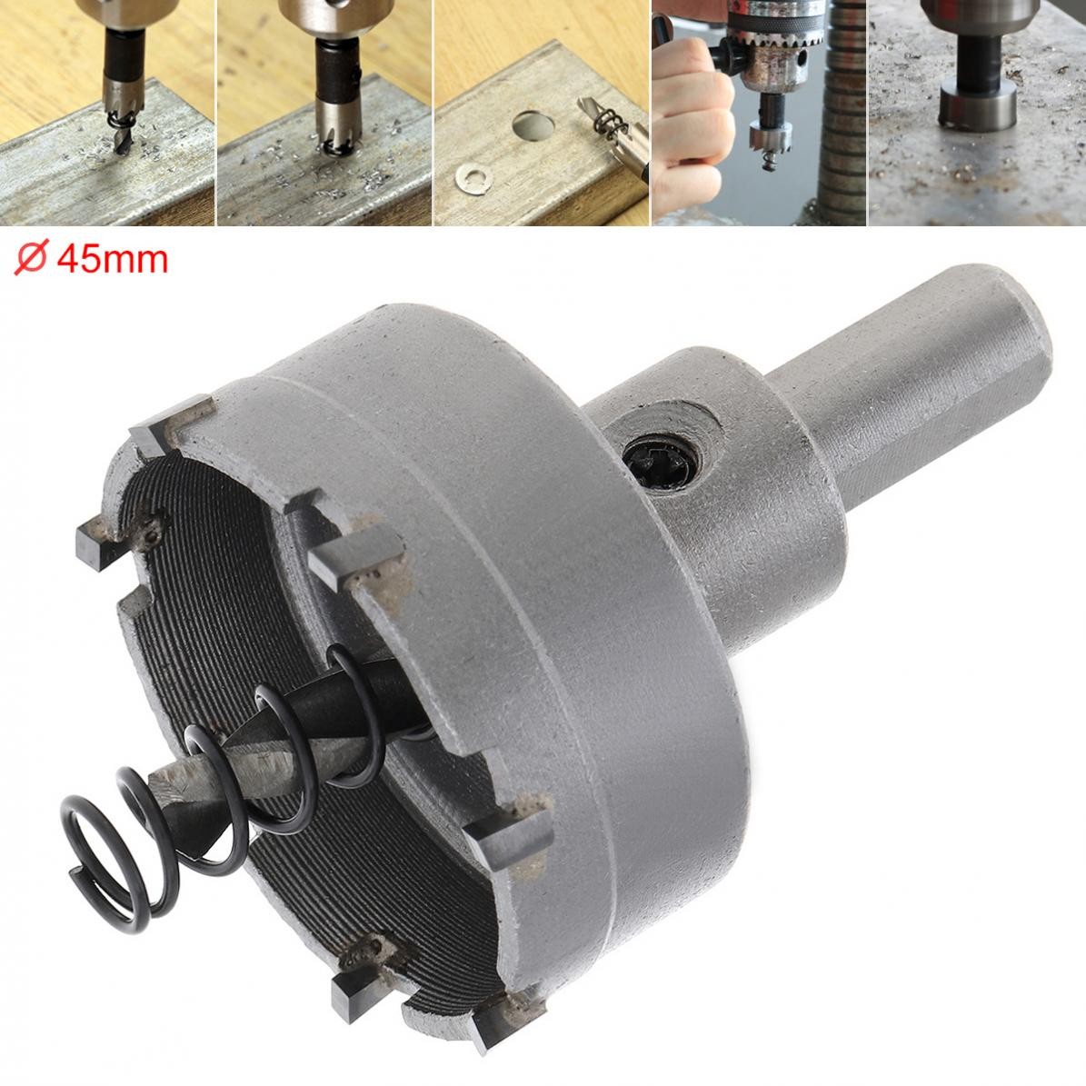 45mm Hole Saw HSS Carbide Cutter Head Drill Set Stainless Steel Metal Alloy Cutter HSS Hole Saw