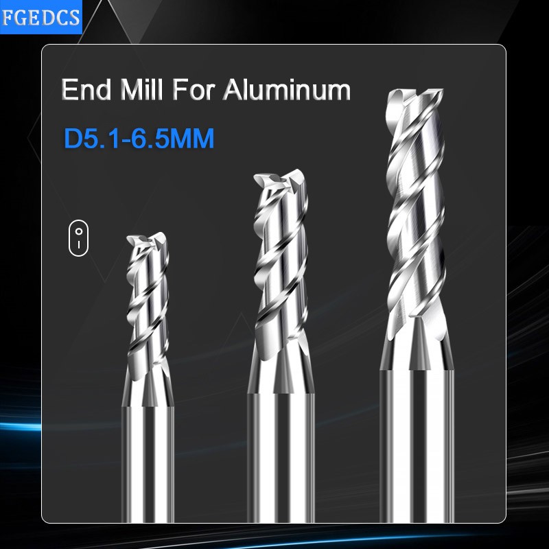 3 Flute End Milling Segment Aluminum 5.1mm 5.2 5.3 5.4 5.5 5.6 5.7 5.8 5.9 6.1 6.5mm Decimal Point Milling Cutter Computer Tools Carbide Cutter