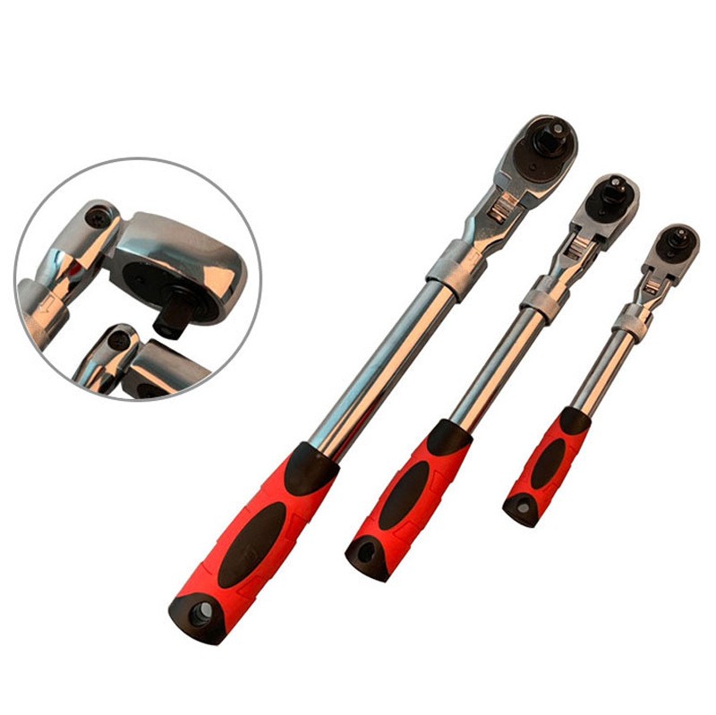 72 Teeth Telescopic Ratchet Spanner Automatic Quick Release Quick 1/4 1/2 3/8 Can Adjust 90 Degree Scaffold Ratchet Handle Wrench