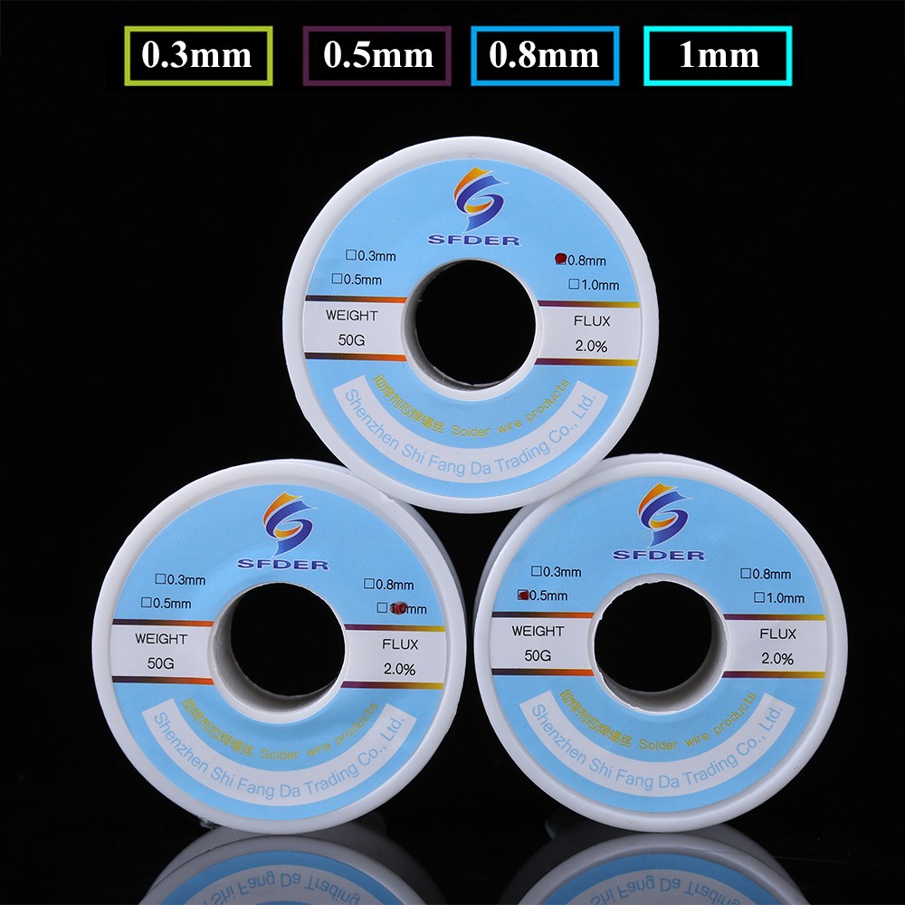 0.3/0.5/0.8/1mm Solder Wire Rosin Core Tin Wire Flux 2.0% 50g Low Melting Point Soldering Solder Wire Roll