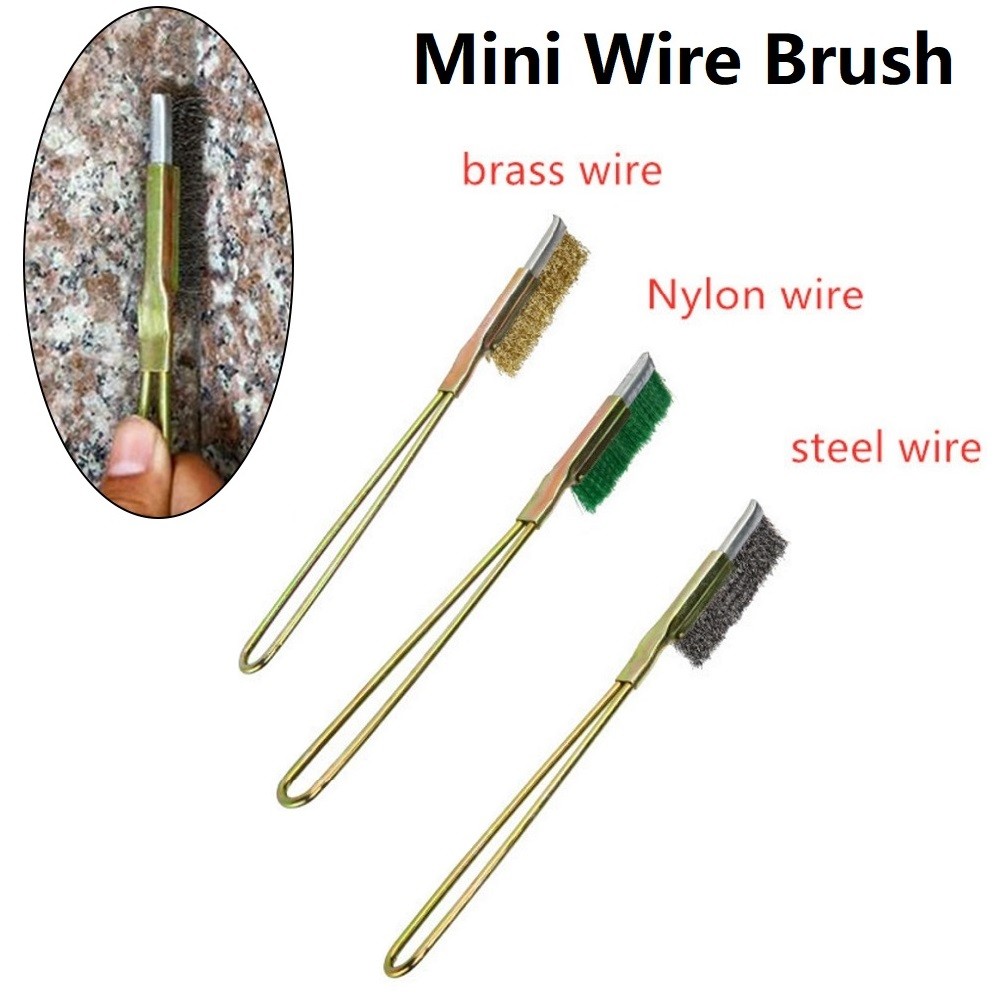 1pc Hard Copper Wire Nylon Brush Small Micro Brushes Rust Remover Paint Removal Metal Cleaning Polishing Burp Brush