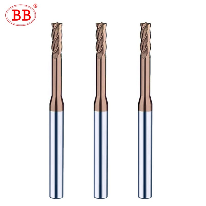 BB Micro Corner Radial End Mill with Long Neck 1mm 1.5mm 2mm R0.1 R0.5 Mini Carbide CNC Cutting Tool