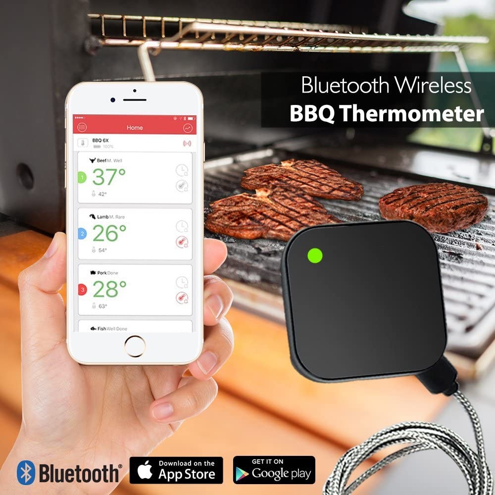 AidMax NanoL Digital Outdoor Wireless Bluetooth Kitchen Vlees Meat BBQ Thermometer with Probe for BBQ Oven Barbecue