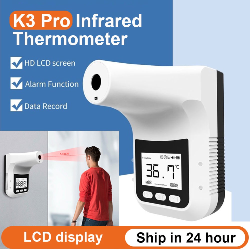 K3 Pro K3X Wall Mounted Infrared Termometro LCD Display Handsfree Digital Forehead Heat Gun for Restaurant Factory Office