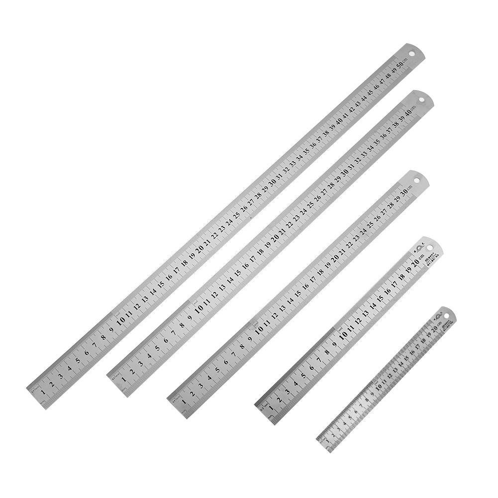 Double Side Stainless Steel Straight Ruler Precision Measuring Tool 15/20/30/40/50cm Ruler Student School Office Supplies