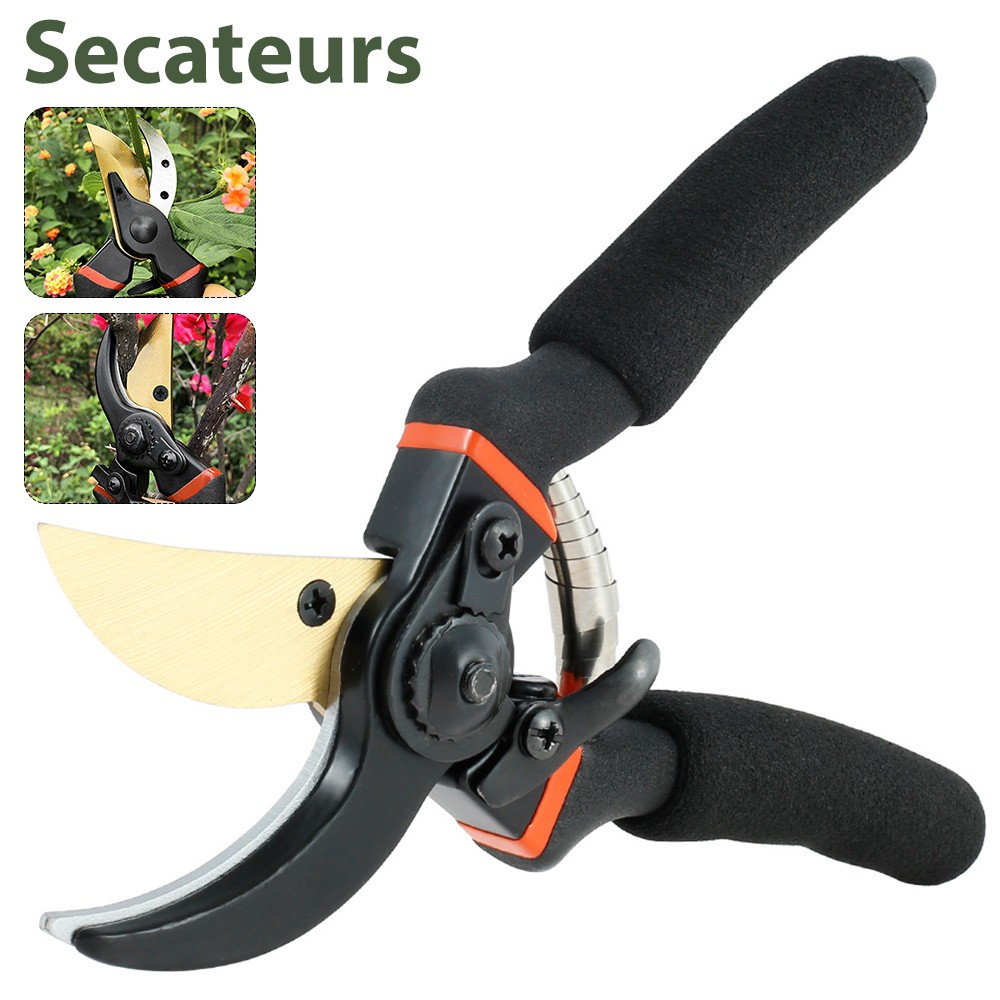 Garden Pruning Shears With Comfortable Grip Lightweight Hand Pruner Titanium Steel Bypass Secateurs Garden Shears Tree Trimmer