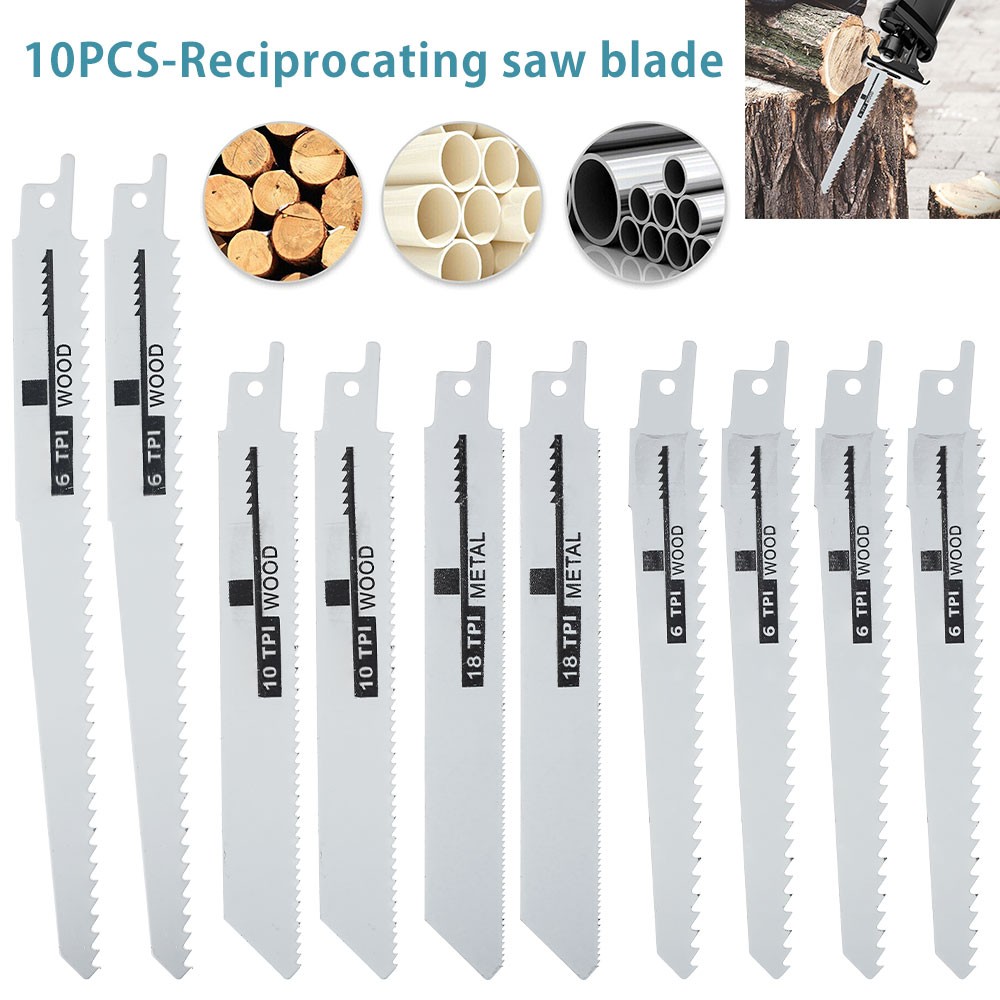 10pcs Multi Hand Saw Blade Reciprocating Saw Blades Saber for Cutting Wood Metal PVC Tube Power Tools Accessories