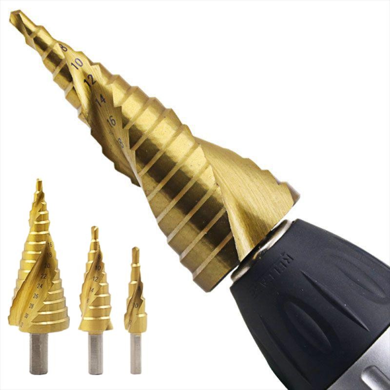 4-12mm 4-20mm 4-32mm HSS Straight Groove Step Drill Bit Wood Metal Hole Cutter Core Drill Power Tool Kit Drill Tool