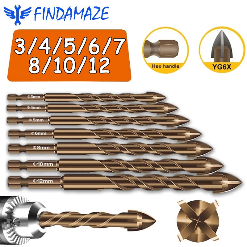 Hex Drill Bit Set Glass Carbide Drill Bit Tool Tip Ceramic Concrete Drill Bit Set Drill Bit Set For Plastic Efficient Universal Drill Tool