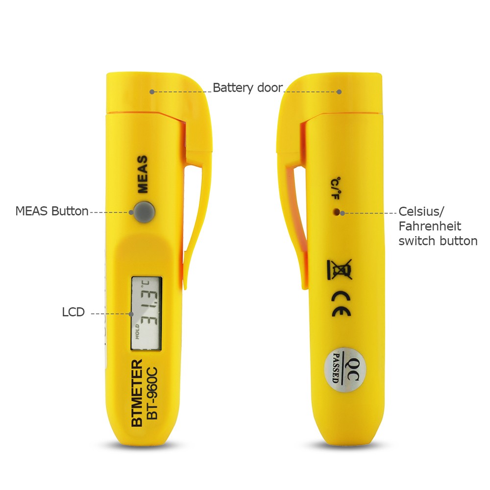 BTMETER Digital Infrared Thermometer Pen Type Portable Instant Read Non-contact Laser Food Temperature Measurement Instrument