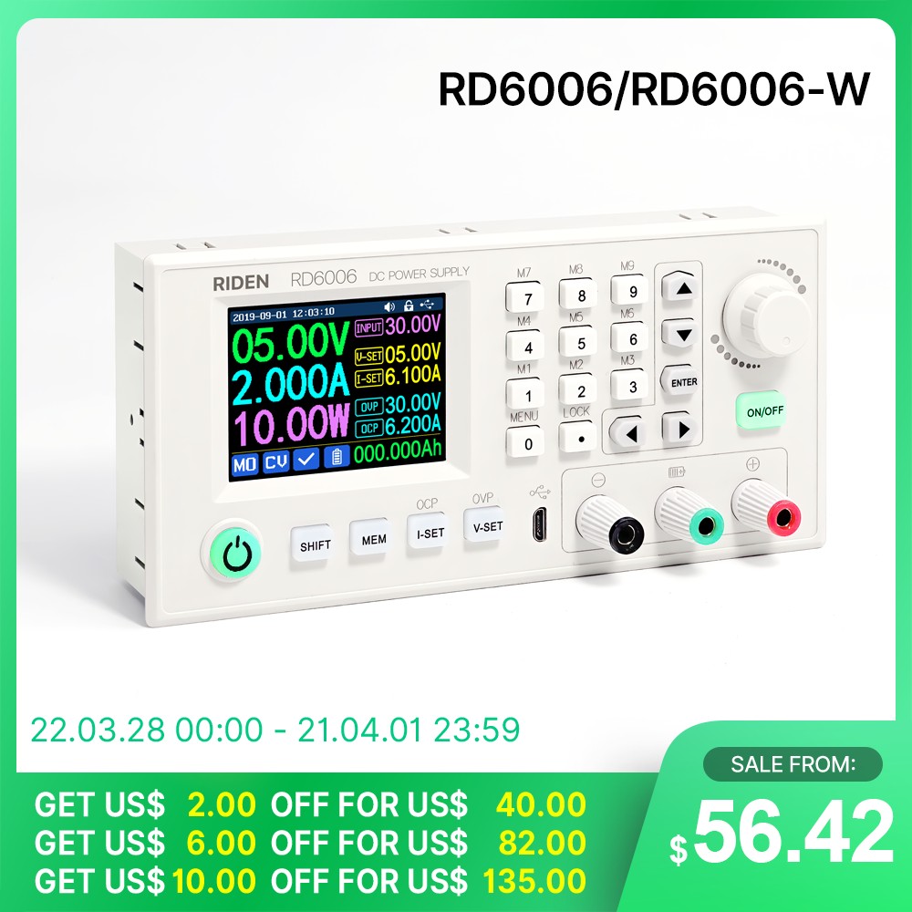 RD RD6006 RD6006W USB WiFi DC DC Voltage Current Step Down Bench Power Supply Module Buck Adjustable Multi Converter 60V 6A