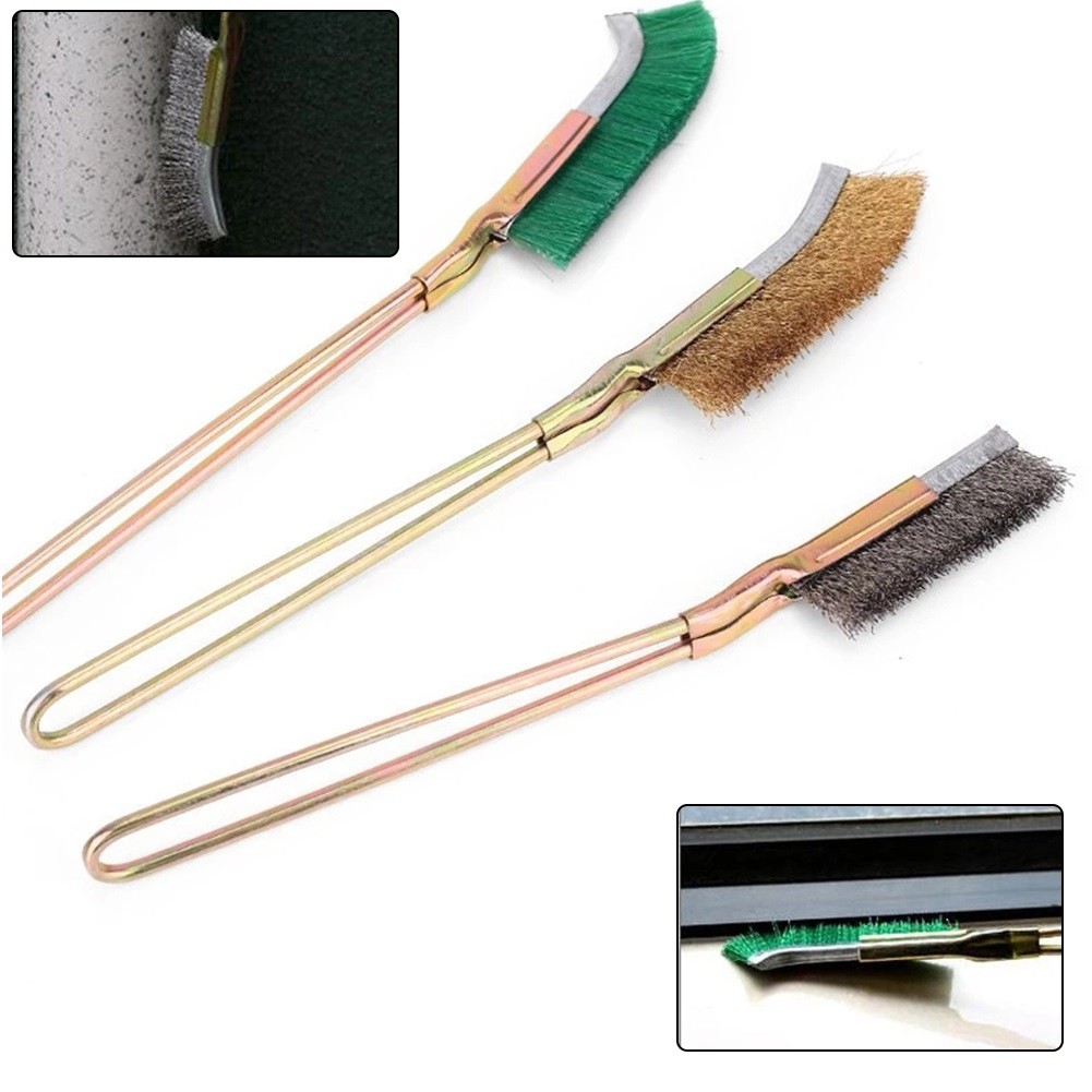 Stainless Wire Brush Copper Nylon Industrial Polishing Brush Detail Rust Removal Metal Household Cleaning Hand Tool Rust Removal