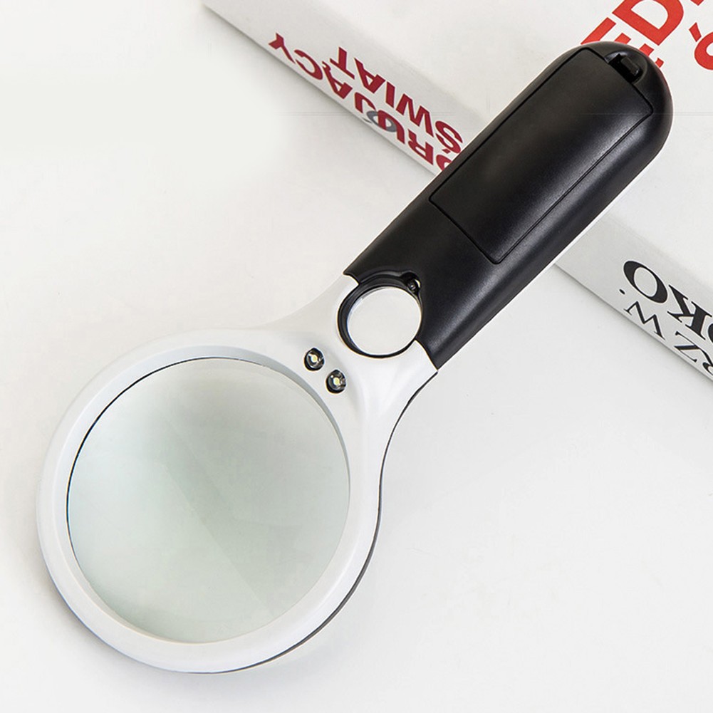 Lighted Magnifying Glass 3X Double Lens Handheld Loupe 3 LEDs Light Magnifying Lamp for Reading Illuminated Light for Elderly Repair