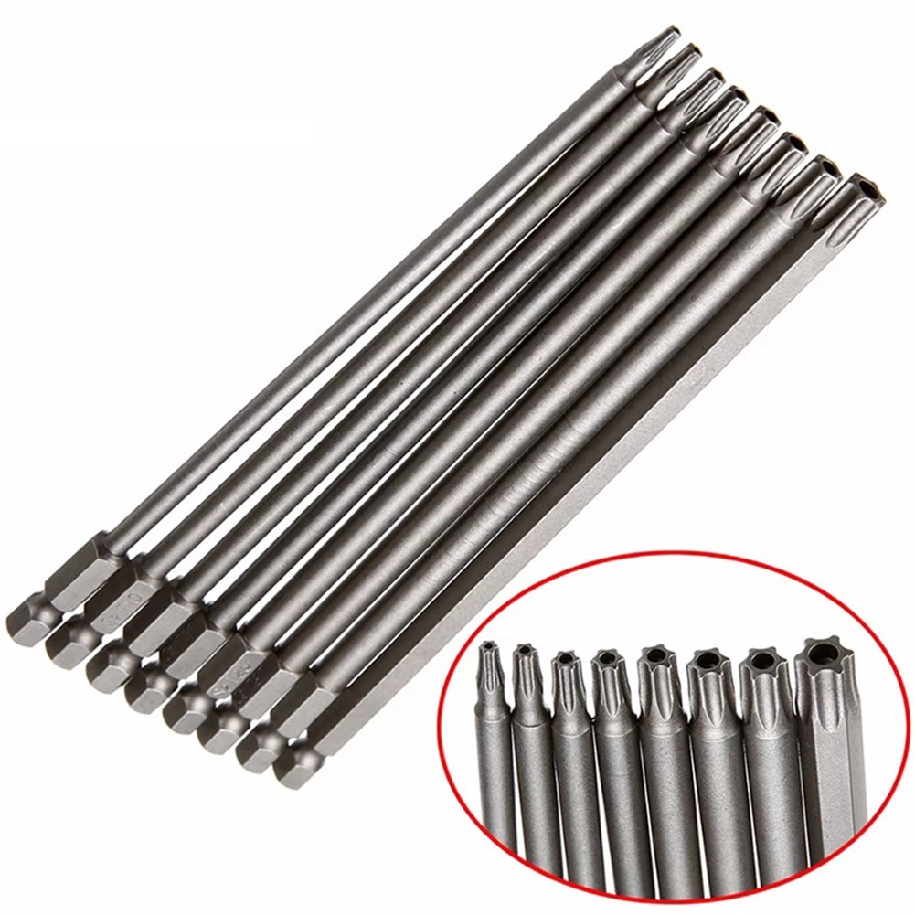 1pc 200mm long T8-T40 magnetic torx screwdriver bits set electric screwdriver head T8, T10, T15, T20, T25, T27, T30, T40