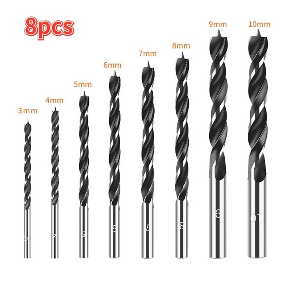 8pcs/set Wood Drill Bit Set 3mm-10mm Drill Bits Kit for Woodworking Wood Tools Screw Drill Bit High Carbon Steel