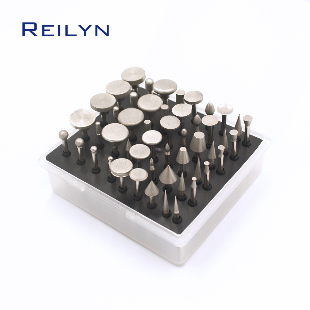 50pcs diamond grinding bits coated grinding head burrs grinding set polishing carving jade for dremel rotary tools