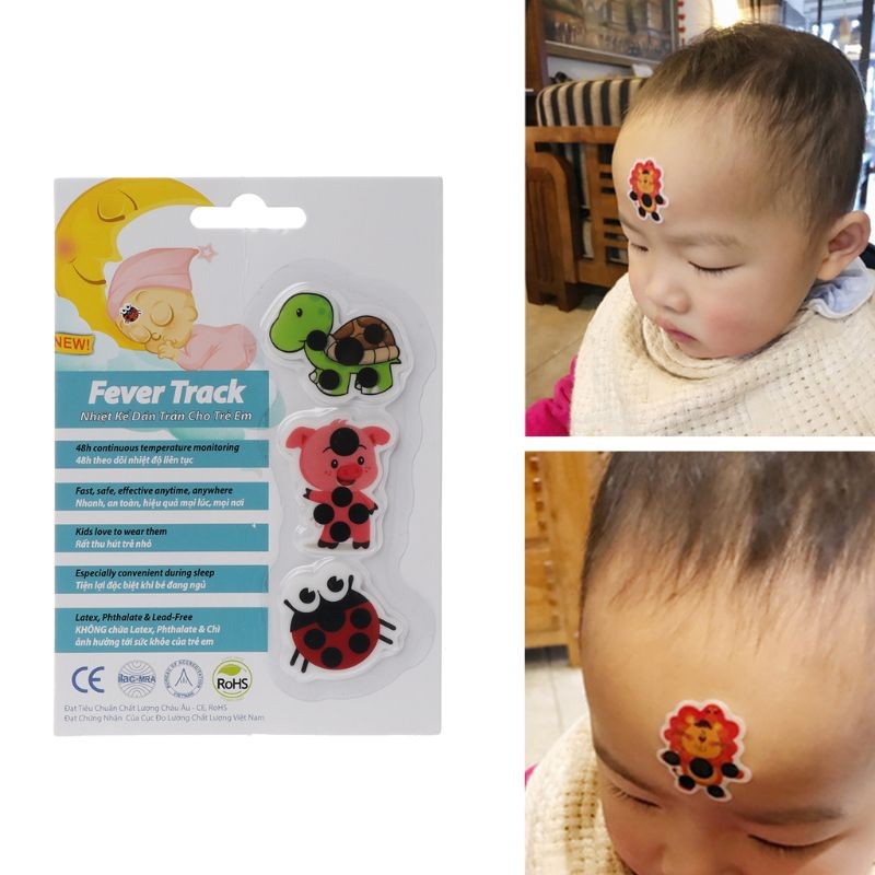 3pcs/cards Kids Children Baby Care Cartoon LCD Forehead Thermometer Heat Sticker