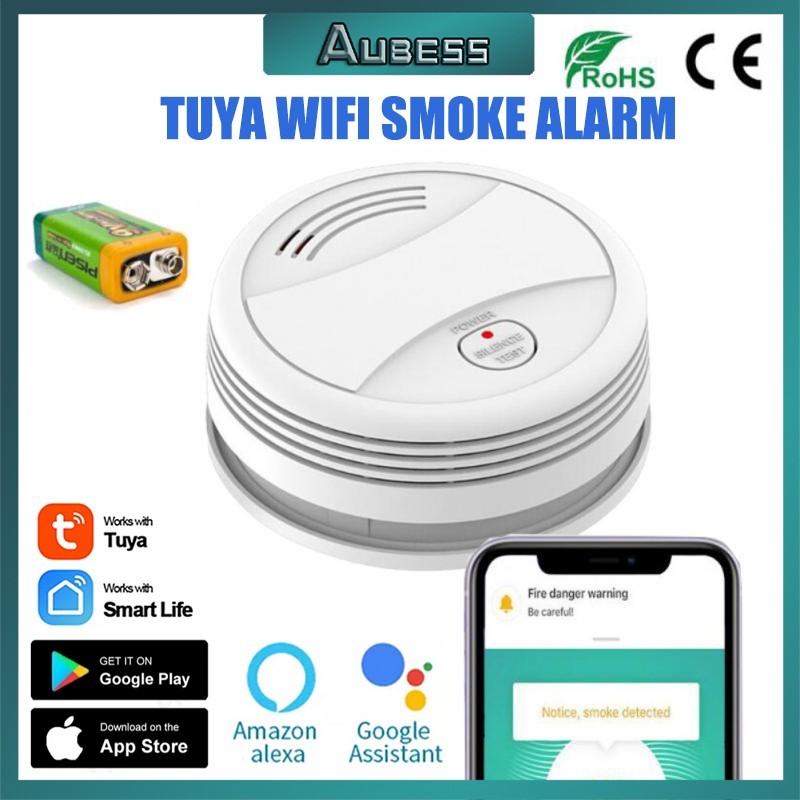 Tuya wifi smoke alarm remote smart home app notification smoke detector home security