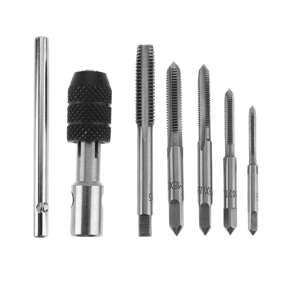 6pcs T-type Wrench Drill Kit Tools Tapping Hand Machine Screw Thread Tap Twist Bit M3/M4/M5/M6/M8 Tap Set DIY Tool High Quality