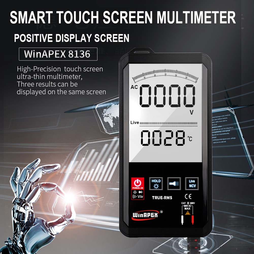 Digital Multimeter 6000 Counts Backlit Automatic Display Strong Hardness Electric Portable DC AC Voltage Meter