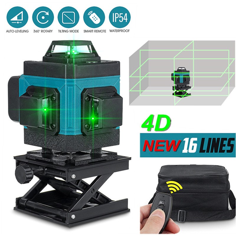 4D 16 Lines Green Laser Level Self Leveling 360 Horizontal Vertical Cross Line Super Powerful Laser Level Bluetooth APP Control