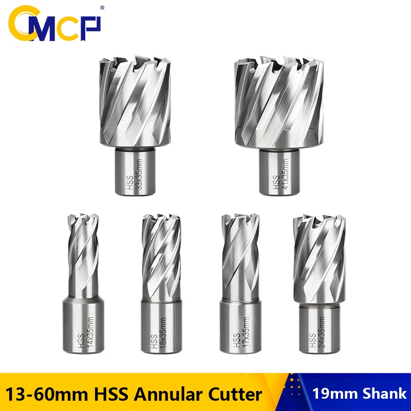 CMCP HSS - 19mm Core Drill Bit, Hollow Bit Shank, Metal Hole Cutter, 13-60mm