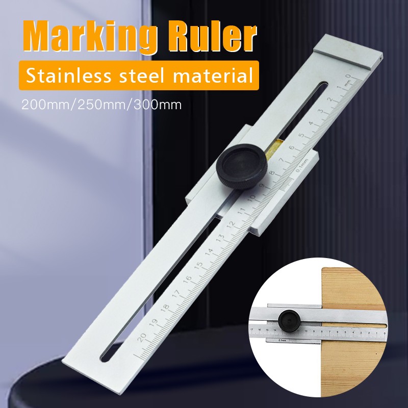 Stainless Steel Parallel Ruler Marker Accurate Scale Marking Scale Sliding Line Ruler Durable Straight Ruler for Woodworking