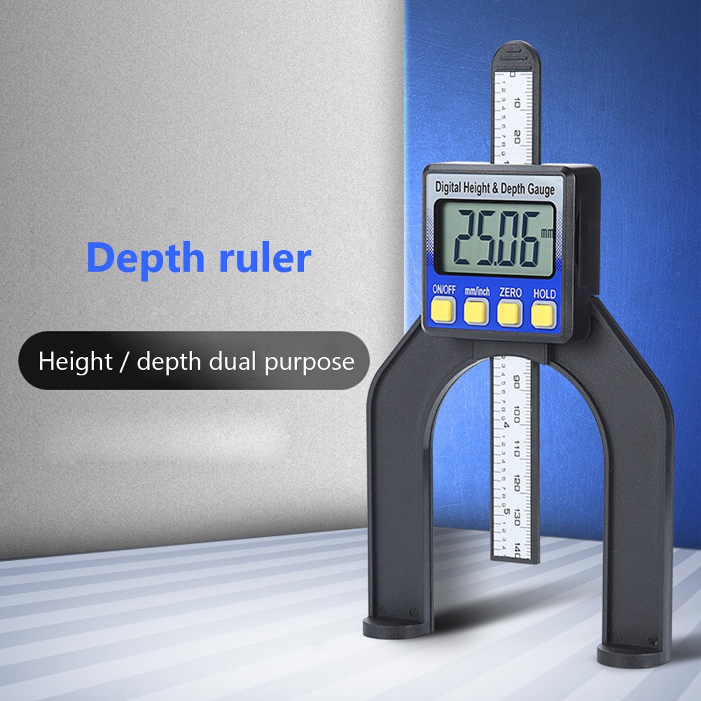 Digital LCD Depth Gauge Height Gauge 0-80mm 0.01mm Caliper with Magnetic Feet for Tables Router Woodworking Measuring Tools