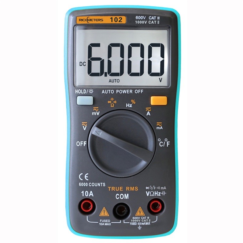 Richmeter RM102 Multifunctional Digital Multimeter AC/DC Voltage Current Tongs Resistance Diode Capacitance Temperature Meter