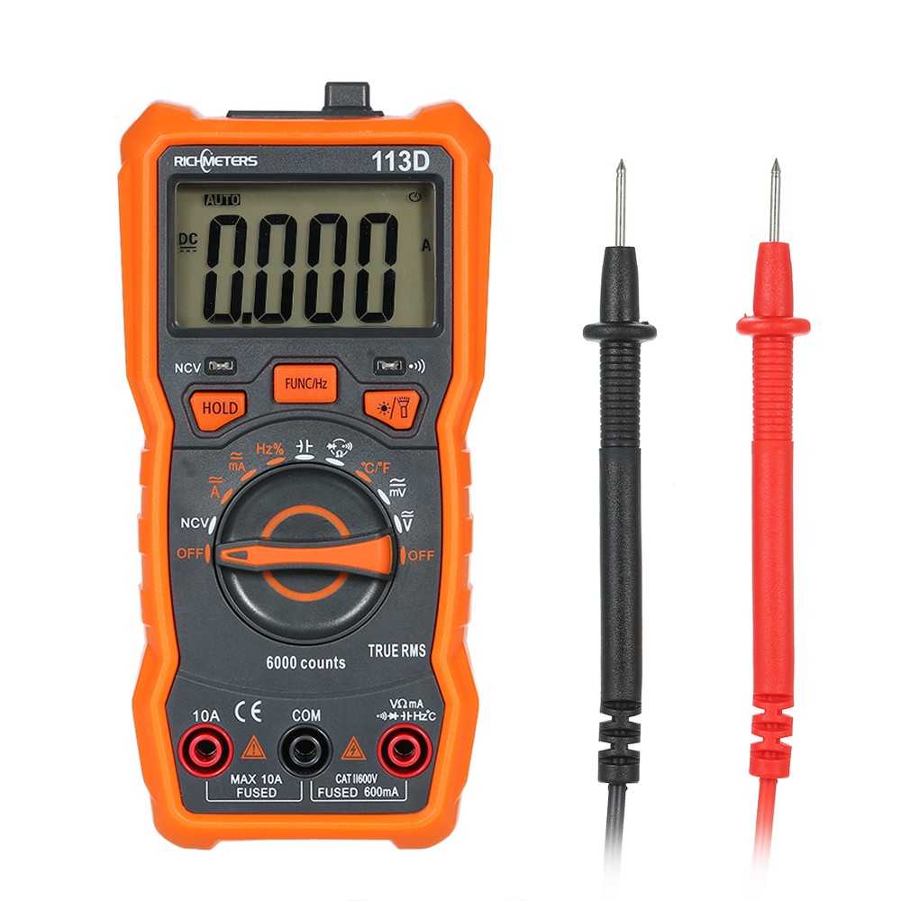 RICHMETERS Digital Multimeter RM113A/RM113D Multimeter with 6000 Count NCV Voltage Temperature Tool with Magnetic Suction and Flash Light