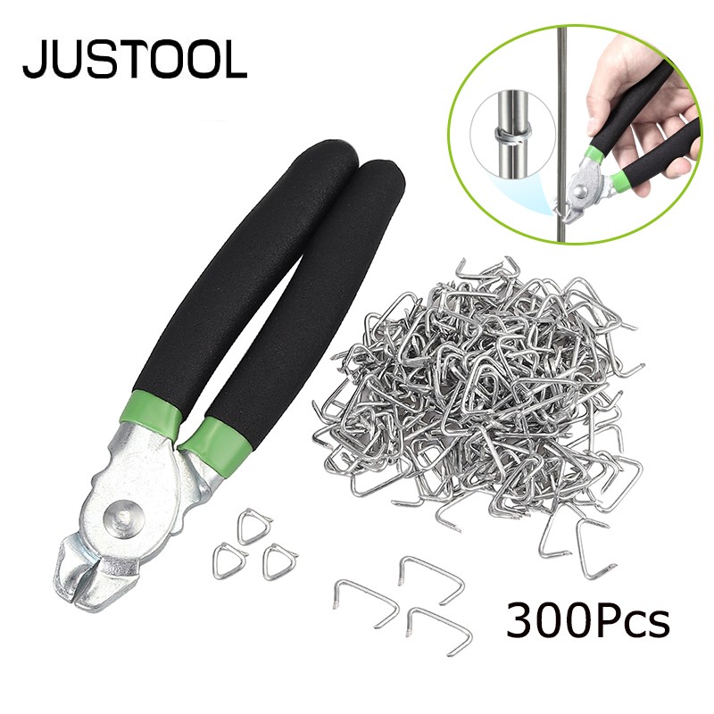 JUSTOL Pig Clamp Kit Hog Loop Pliers 300 3/4 Inch Galvanized Steel Hog Pens Tie Tool Wire Fence Repair Hand Tools Install