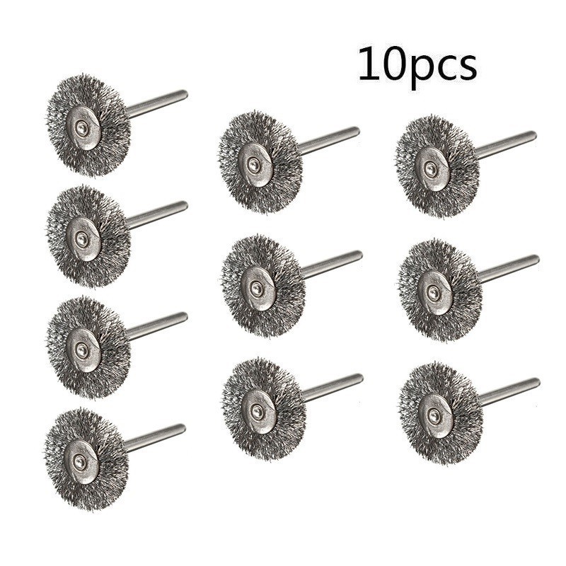 10pcs 22mm Plati-num Stainless Steel Wire Wheel Blade Brush Rotary Tool Polishing Mini Drill Bit Accessories