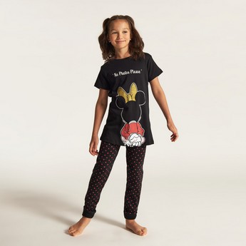 Disney Minnie Mouse Print T-shirt and Pyjama Set