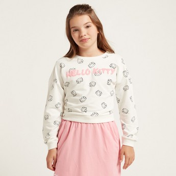 Sanrio All-Over Hello Kitty Print Sweatshirt with Long Sleeves