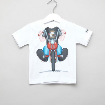 Just Add A Kid Biker Print T-shirt with Short Sleeves