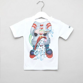 Just Add A Kid Fireman Print T-shirt with Short Sleeves