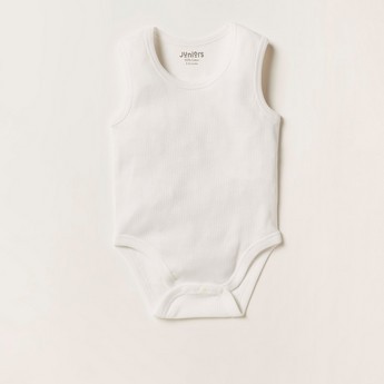 Juniors Textured Sleeveless Bodysuit with Button Closure