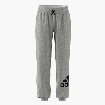 adidas Logo Print Track Pants with Drawstring Closure and Pockets